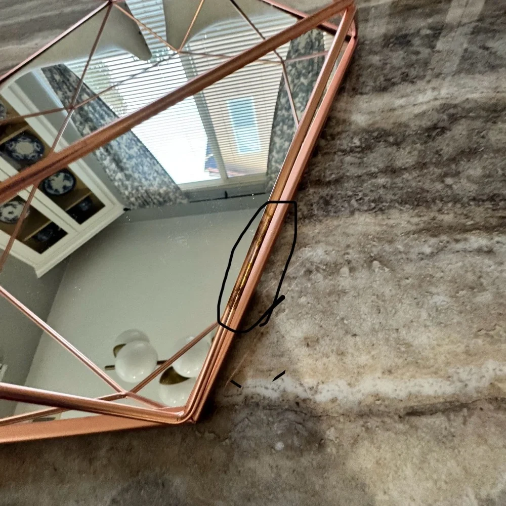 Pre-Owned Rose Gold/Copper Metal Wall Mirror- Umbra- 22.5